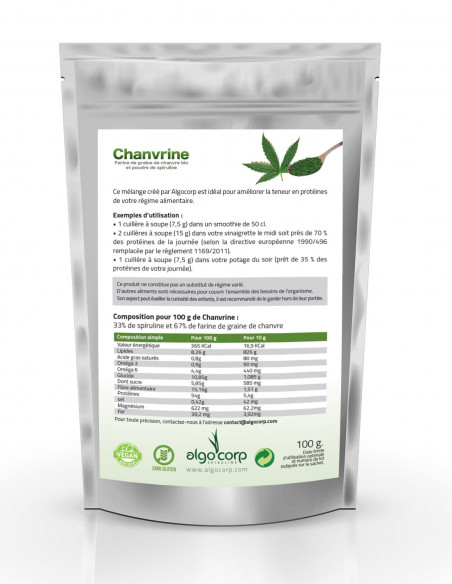 Chanvrine - Farine de chanvre bio et Spiruline en poudre