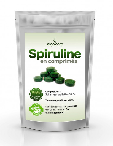 Sachet de comprimés de spiruline - face